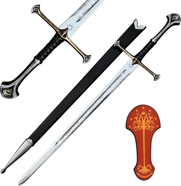 LOTR Anduril Aragorn Sword of N.a.r.s.i.l with Scabbard and Display Plaque - Handmade Lord of the Rings Medieval Sword