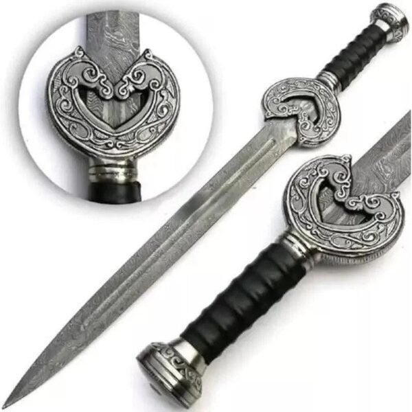Custom Handmade Damascus Steel VIKING SWORD With Leather Sheath